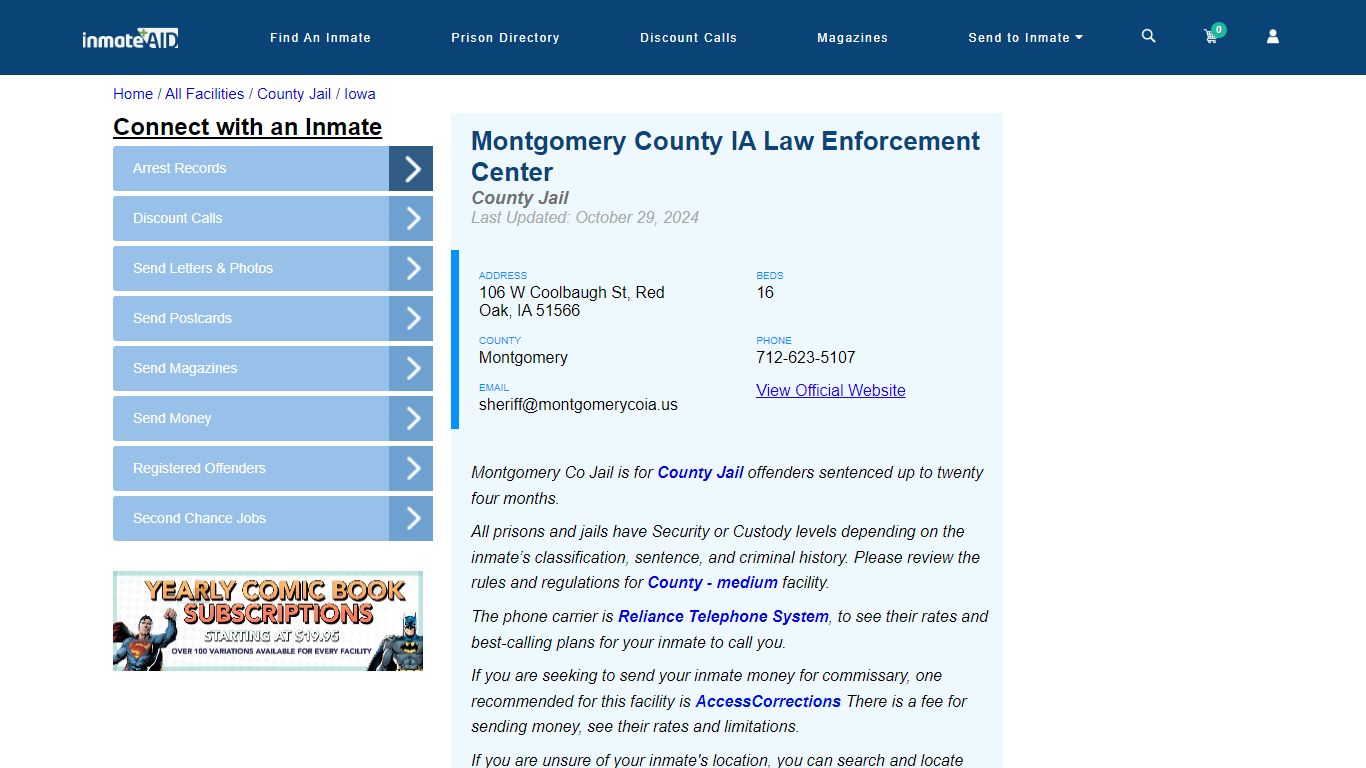 Montgomery County IA Law Enforcement Center - Inmate Locator